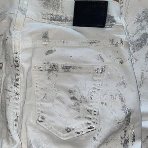 White True Religion Casey jeans with silver paint markings. Only worn once
